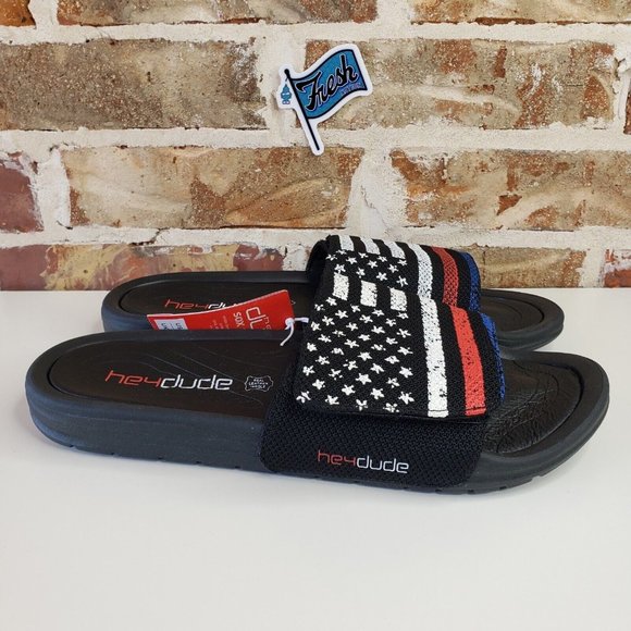 Hey Dude Shoes Phoenix Sox Unite Flag Adjustable Sandals Size 8 Black/Red/Blue main image 6